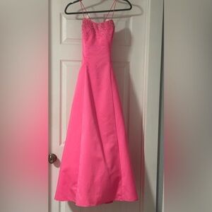 Chic Pink Spaghetti Strap Prom Dress